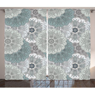 Oriental Style Curtains Wayfair Devan Gray Arabesque Tile Mandala With Oriental Touch Eastern Style Indian Ethnic Spiritual Motif Graphic Print Text Semi Sheer Rod Pocket Curtain Panels