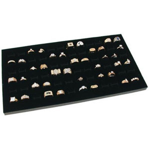 Glass Top 72 Slot Ring Tray Jewelry Display Case by Rebrilliant