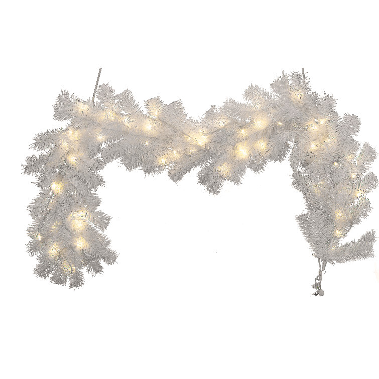 Garland tips christmas tectake The Holiday Aisle® 6' Pre-Lit White Christmas Garland & Reviews | Wayfair