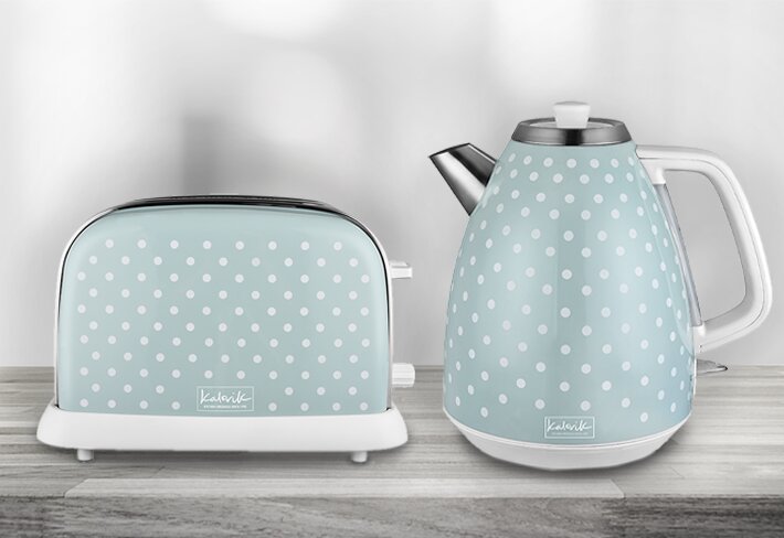 duck egg blue kettle toaster and microwave