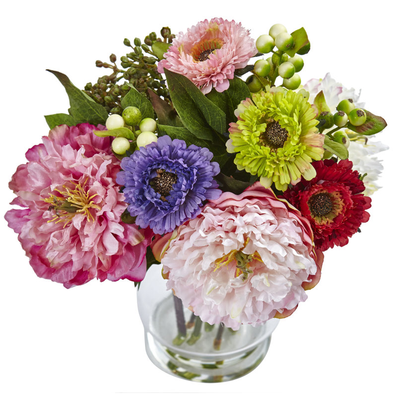 Peony And Mum Floral Arrangement In Vase Reviews Joss Main