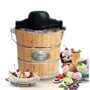 Gourmet 4-qt. Old Fashioned Pine Bucket Electric and Manual Ice Cream Maker