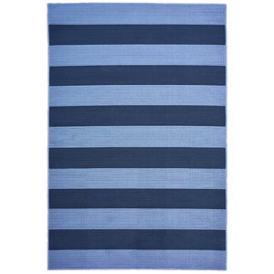 Deverick Stripe Blue/Navy Indoor/Outdoor Area Rug