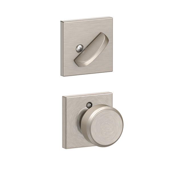 Interior Handleset Bowery Knob and Interior Single Cylinder Deadbolt Thumbturn with Collins Trim by Schlage