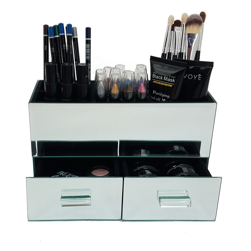 Vandue Corporation Olivia 2 Drawer Tiered A Mirrored Glass Makeup