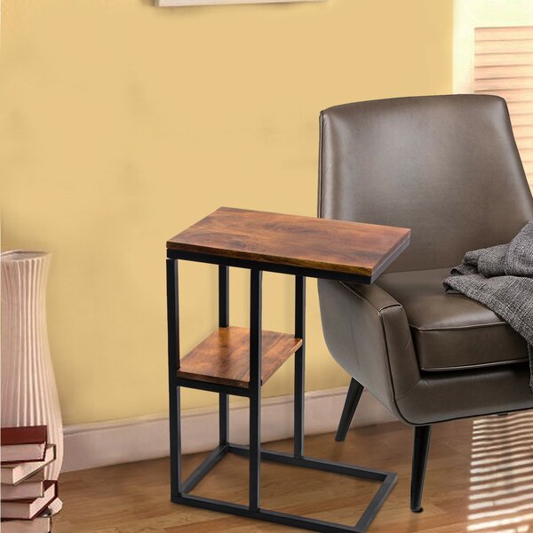 Review Thionville Iron Framed Mango Wood End Table With Storage
