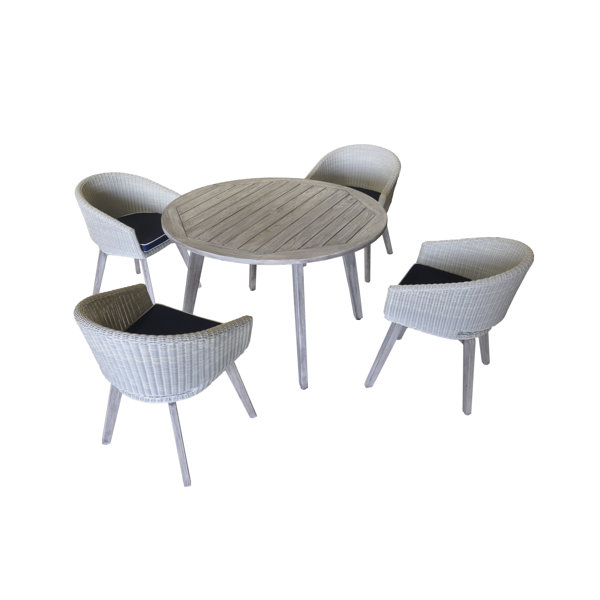 Kenansville 5 Piece Teak Dining Set with Cushions by Rosecliff Heights