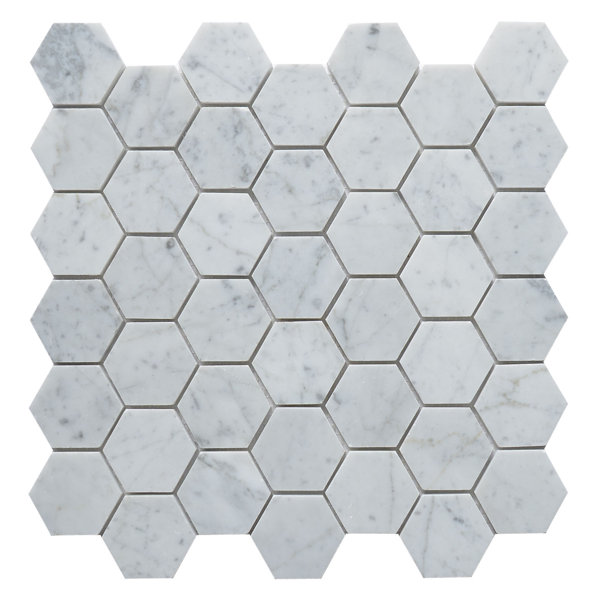 Carrara Hexagon 2 x 2 Marble Mosaic Tile in White by Matrix Stone USA