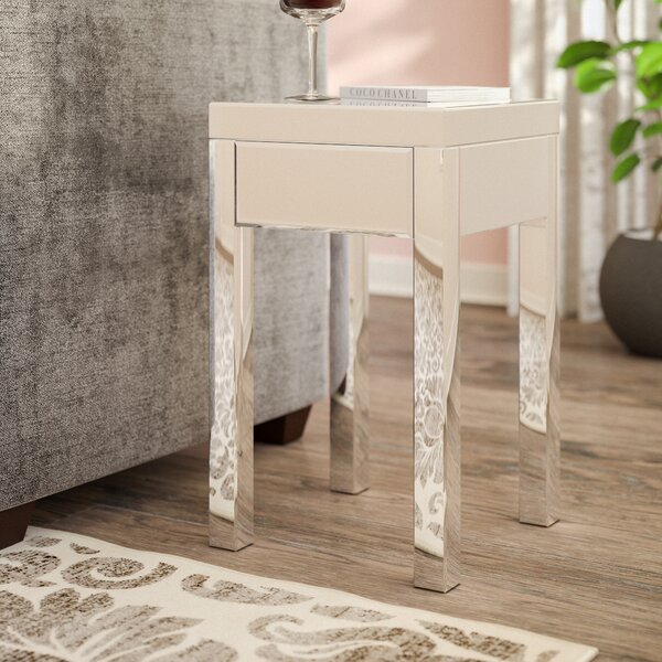 Keels Mirrored End Table With Storage by Willa Arlo Interiors