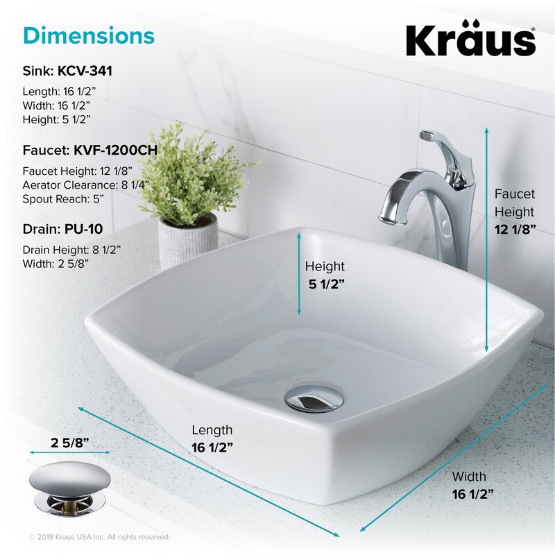 Kraus Elavo Square Vessel Bathroom Sink With Faucet Wayfair