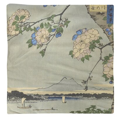 Utagawa Hiroshige Blossoms Over the River Cotton Napkin East Urban Home Color: Blue Blossoms, Size: 0.1