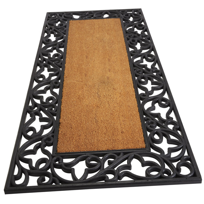 Fleur De Lis Living Rodden Floral Wrought Iron Rubber With Plain