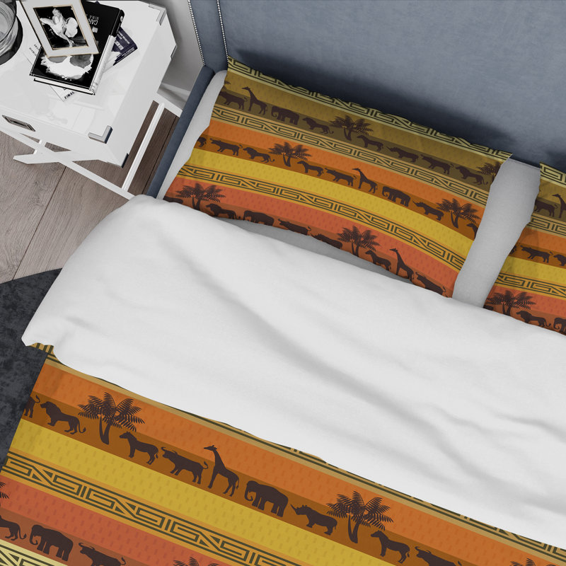 East Urban Home Designart African Wildlife With Ethnic Duvet Cover Set Wayfair