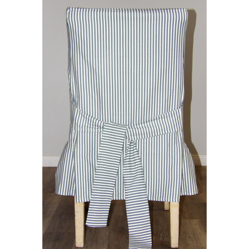 picture Ticking Stripe Chair Cover regular size linen chair seat cover