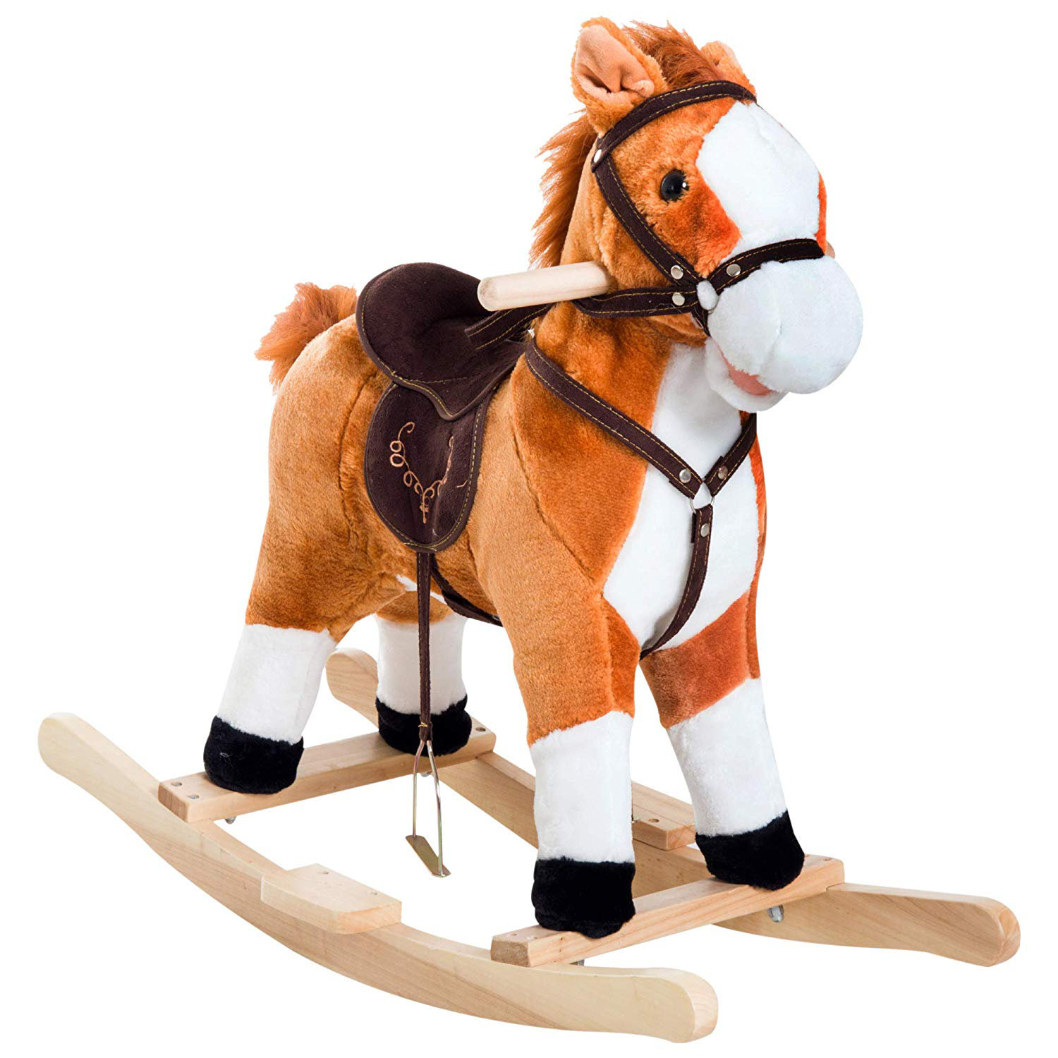 Kids Rocking Horse Toy Plush Ride on Rocker Cow Gift with Realistic ...