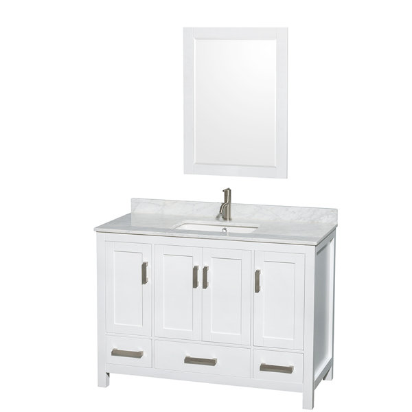 Sheffield 48 Single White Bathroom Vanity Set with Mirror by Wyndham Collection