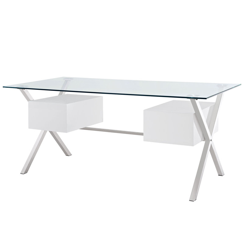 Orren Ellis Balhi Suspended Glass Writing Desk Reviews Wayfair