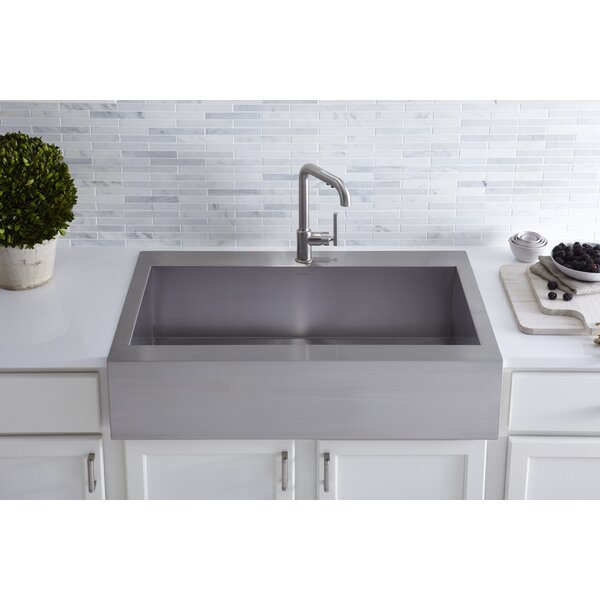 Vault Top-Mount Single-Bowl Stainless Steel Kitchen Sink with Shortened Apron-Front for 36Cabinet by Kohler