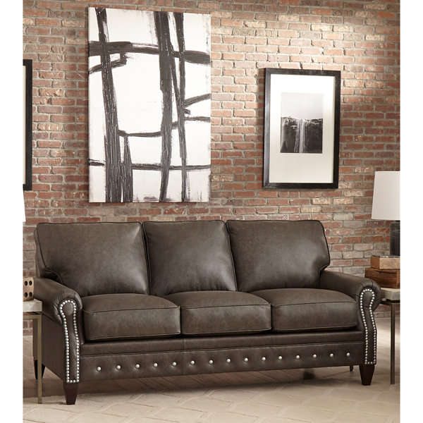 Jacey Leather Sofa Bed By 17 Stories