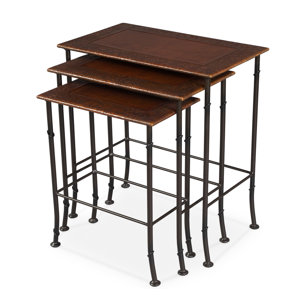 Kew Gardens Leather 3 Piece Nesting Tables by Sarreid Ltd