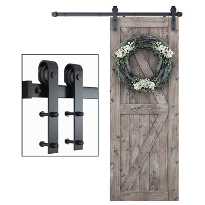 Heavy Duty Sturdy Sliding Standard Single Barn Door Hardware Kit SMARTSTANDARD Track Length 60 in