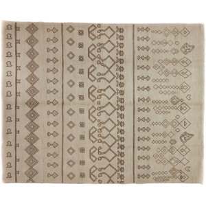 One-of-a-Kind Moroccan Hand-Knotted Ivory Area Rug