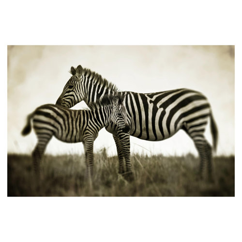 Zebra Pair 3.2m x 4.8m Textured Matt Peel & Stick Wall Mural East Urban Home