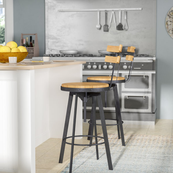 Gloria Adjustable Height Swivel Bar Stool by Laurel Foundry Modern Farmhouse