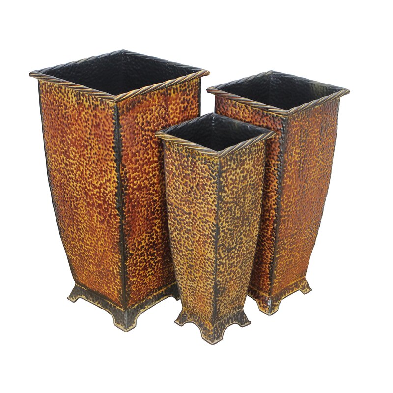 Cheungs Tall 3-Piece Metal Pot Planter Set & Reviews | Wayfair