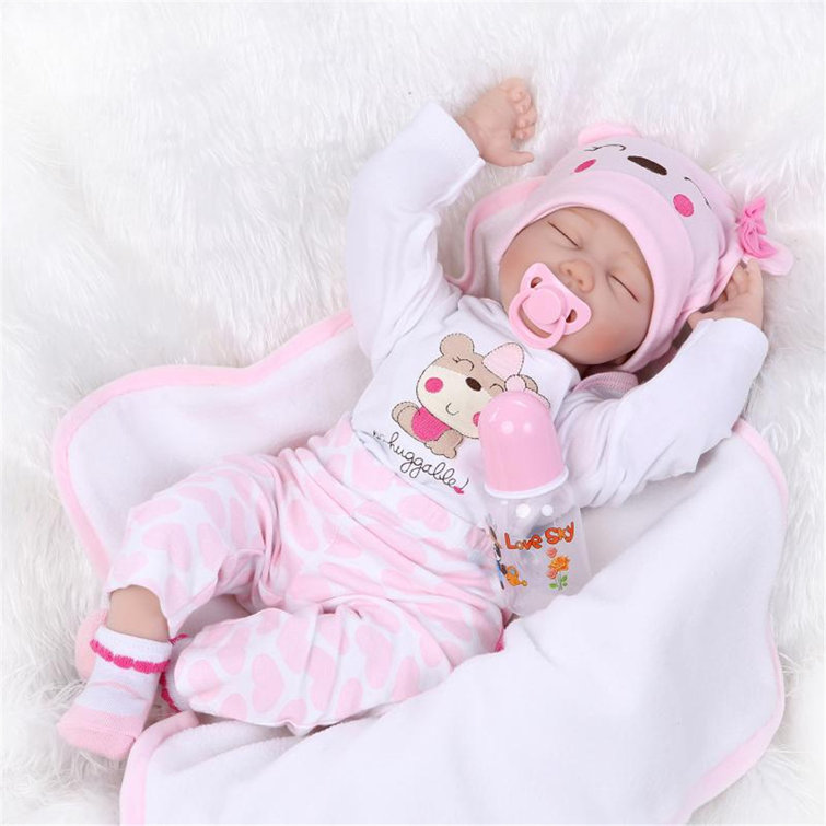 Zimtown 22 Reborn Real Baby Doll Vinyl 22inch 55cm Lovely Lifelike Cute Toy Pink Sleeping Baby Doll For Gift Wayfair