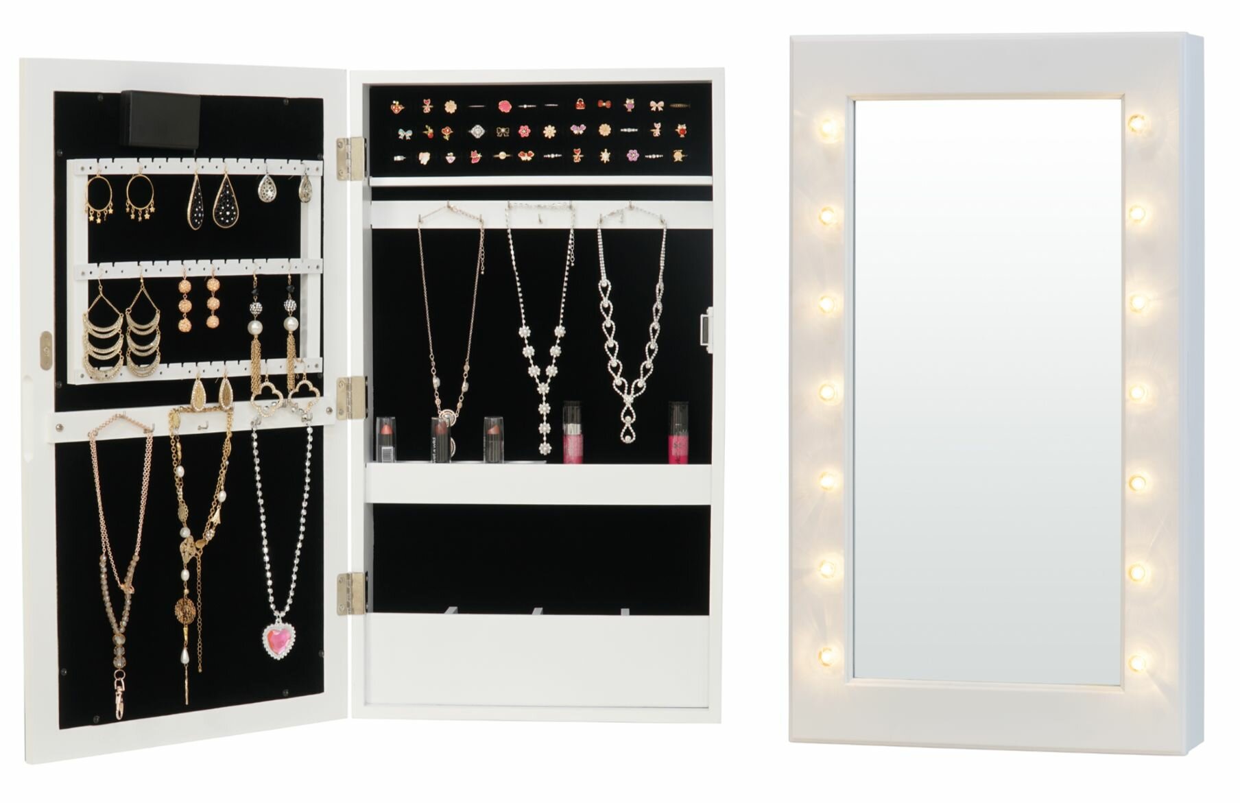 Rebrilliant Kristofer Led Wall Mounted Jewelry Armoire With Mirror