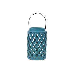 Best Ceramic Lantern with Handle Gloss Steel Blue By Urban Trends Outdoor Lighting Ceramic Lantern with Handle Gloss Steel Blue By Urban Trends Outdoor Lighting