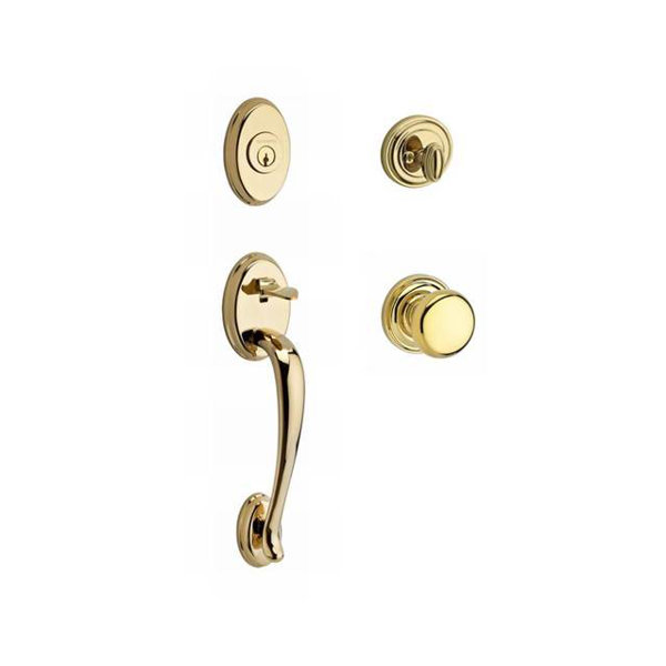 Columbus Single Cylinder Handleset with Round Door Knob and Traditional Round Rose by Baldwin