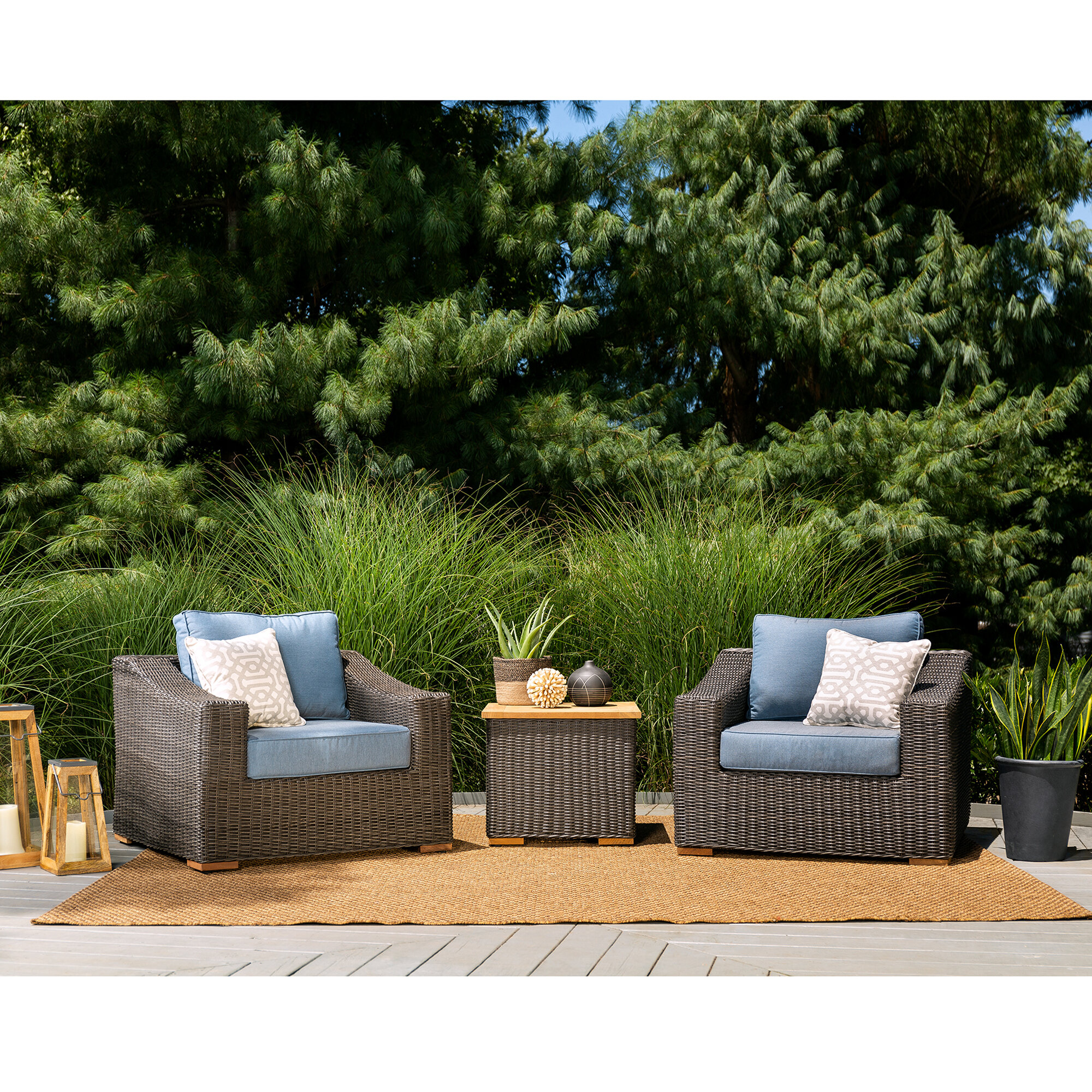 La Z Boy Outdoor New Boston 3 Piece Sunbrella Sofa Seating Group