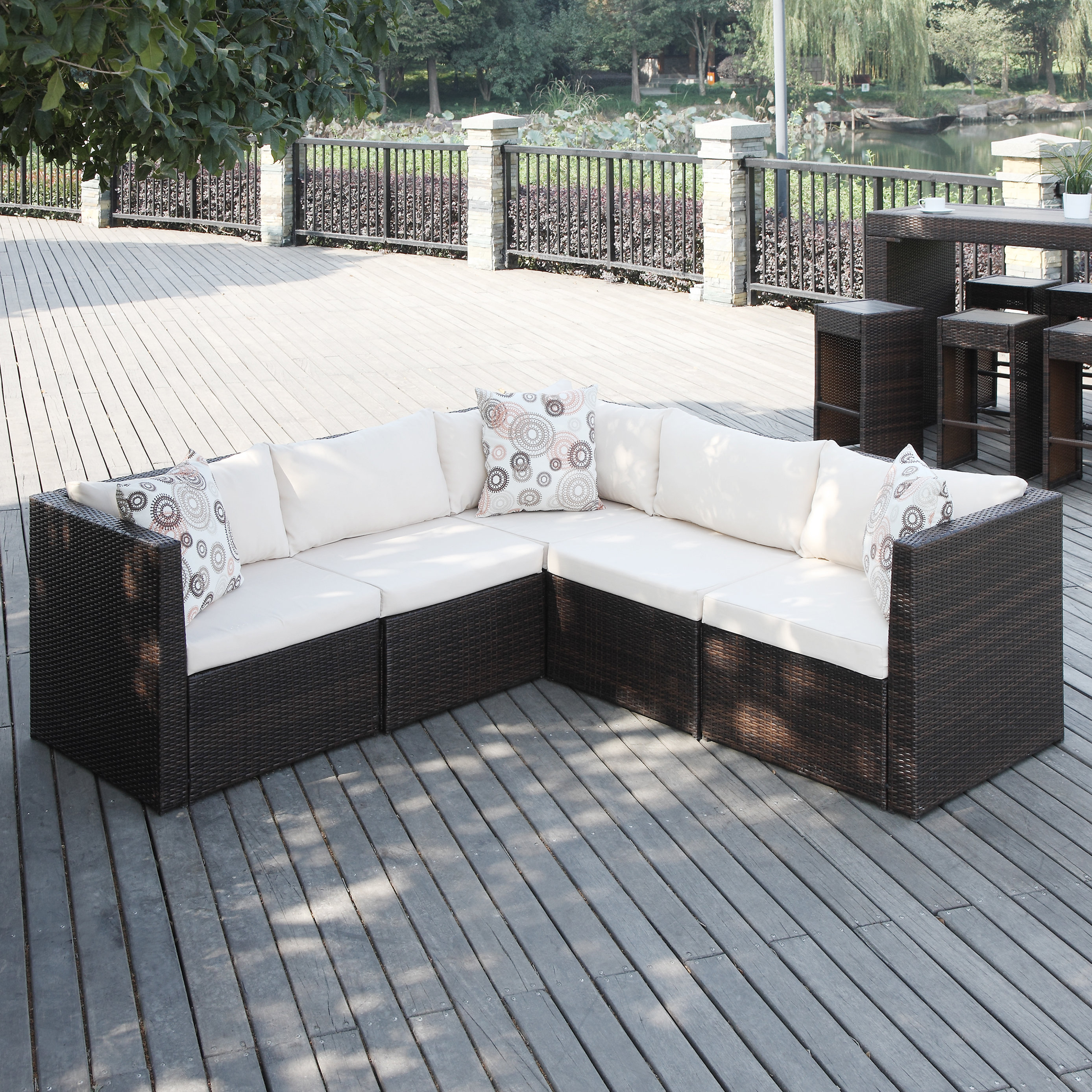 Mercury Row Lachesis Patio Sectional With Cushions Reviews Wayfair