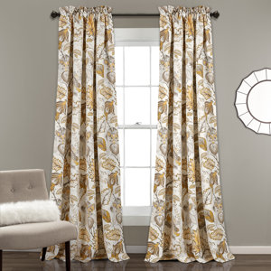 Morristown Nature/Floral Room Darkening Thermal Rod Pocket Curtain Panels (Set of 2)