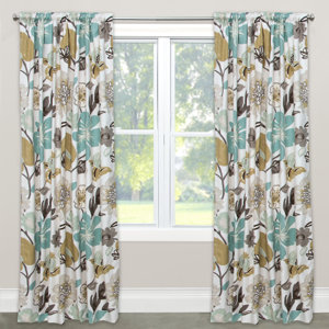 Nature/Floral Blackout Rod Pocket Single Curtain Panel