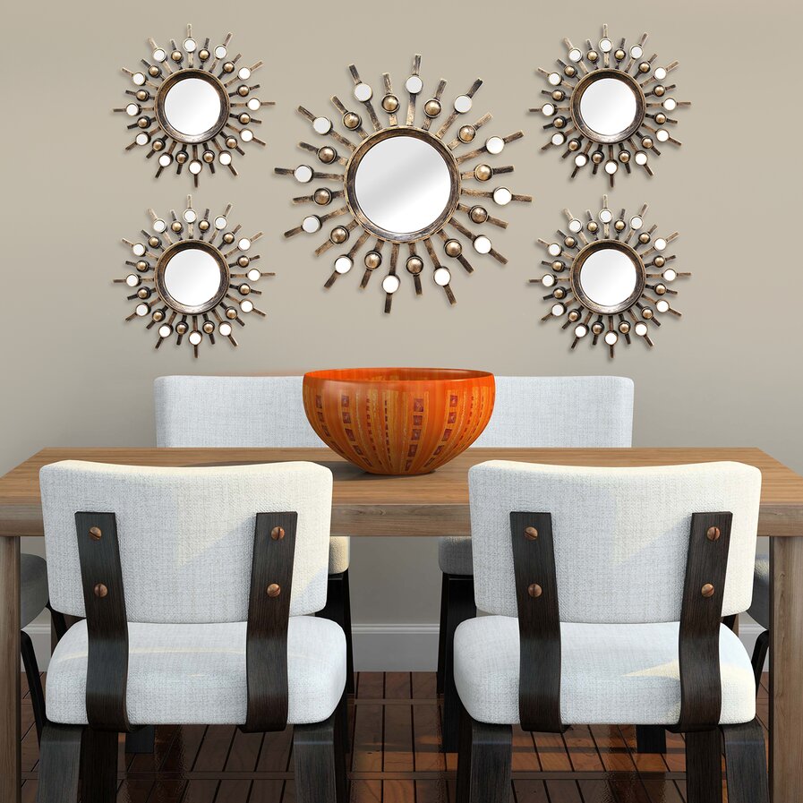 5 Piece Sunburst Mirror Set