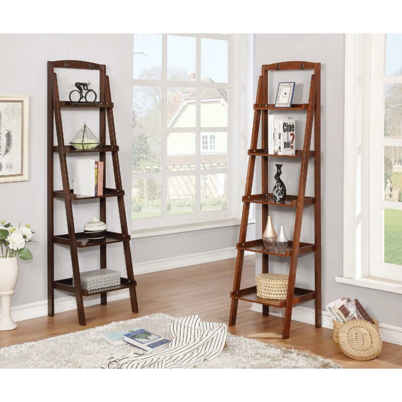 Charlton Home Leedom Contemporary 5 Tier Wooden Ladder Bookcase