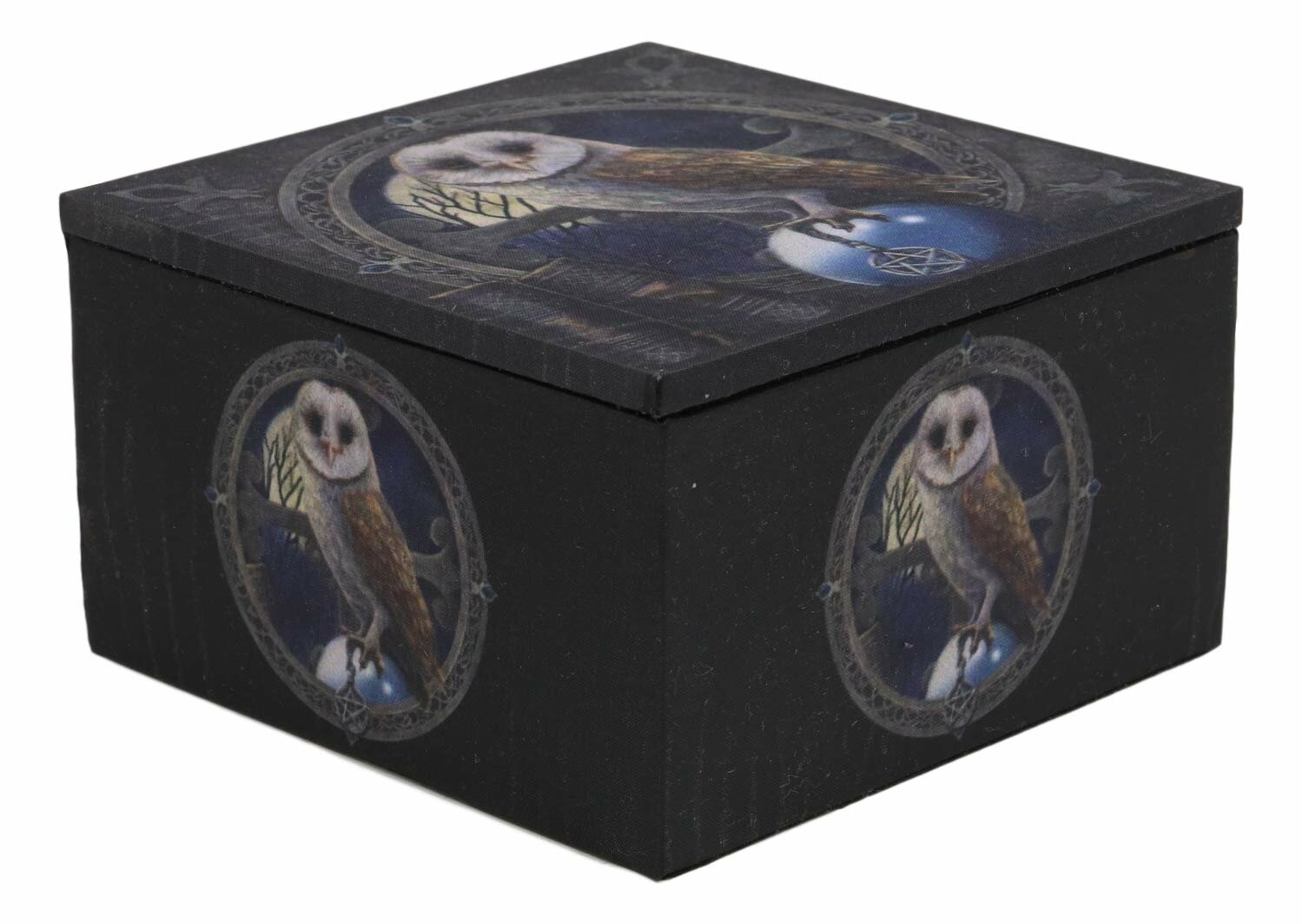 Witching Hour Pentagram Owl on Scrying Ball Spell Keeper Jewelry Box
