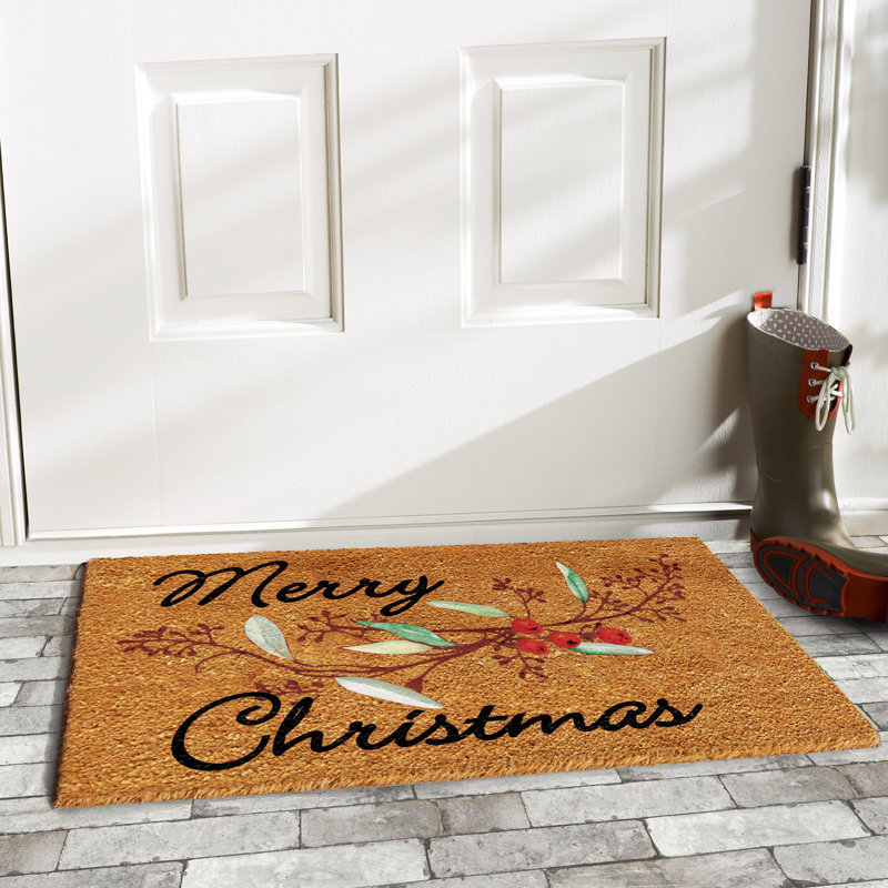 Winston Porter Kroger Merry Christmas Berries 29 In X 17 In Non Slip Outdoor Door Mat Reviews Wayfair