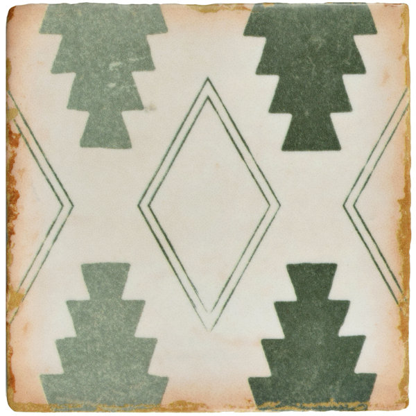 Arquivo 4.88 x 4.88 Ceramic Field Tile in Green/White by EliteTile