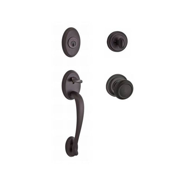 Columbus Single Cylinder Handleset with Traditional Door Knob and Traditional Round Rose by Baldwin