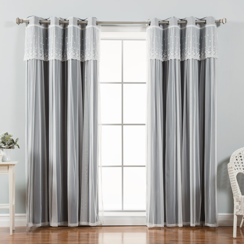 Granados Tulle Solid Blackout Thermal Grommet Curtain Panels