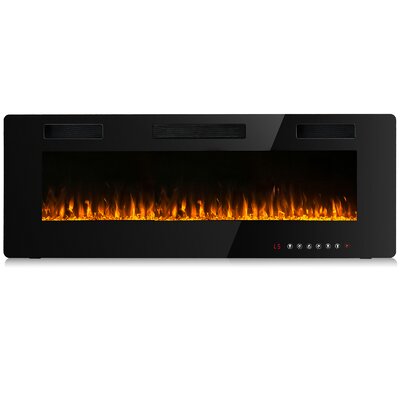 Orren Ellis Aishe Recessed Wall Mounted Electric Fireplace  Size: 18.11" H x 60" W x 3.86" D