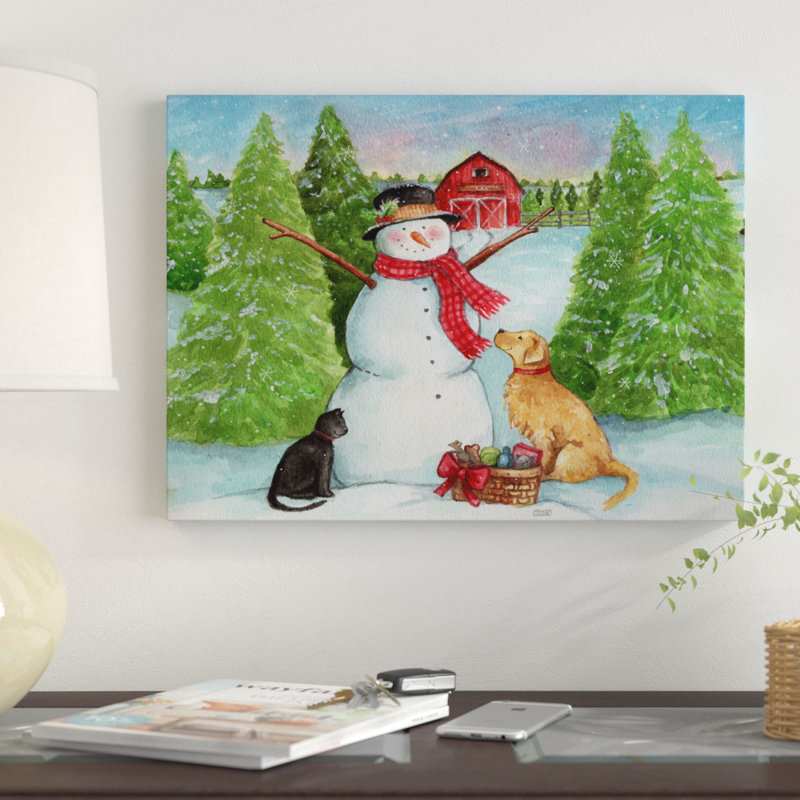Winston Porter Snowman Dog And Cat Farm Horizontal Acrylic