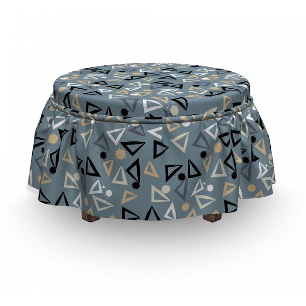 Triangles Blots Ottoman Slipcover (Set Of 2) By East Urban Home
