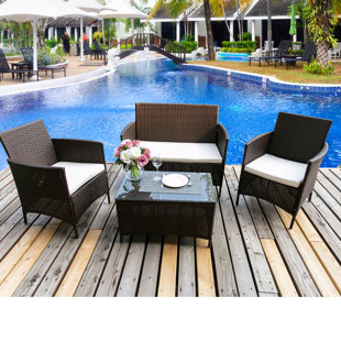 Sillas De Patio Wayfair 4 Piece Deep Seating Group With Cushion