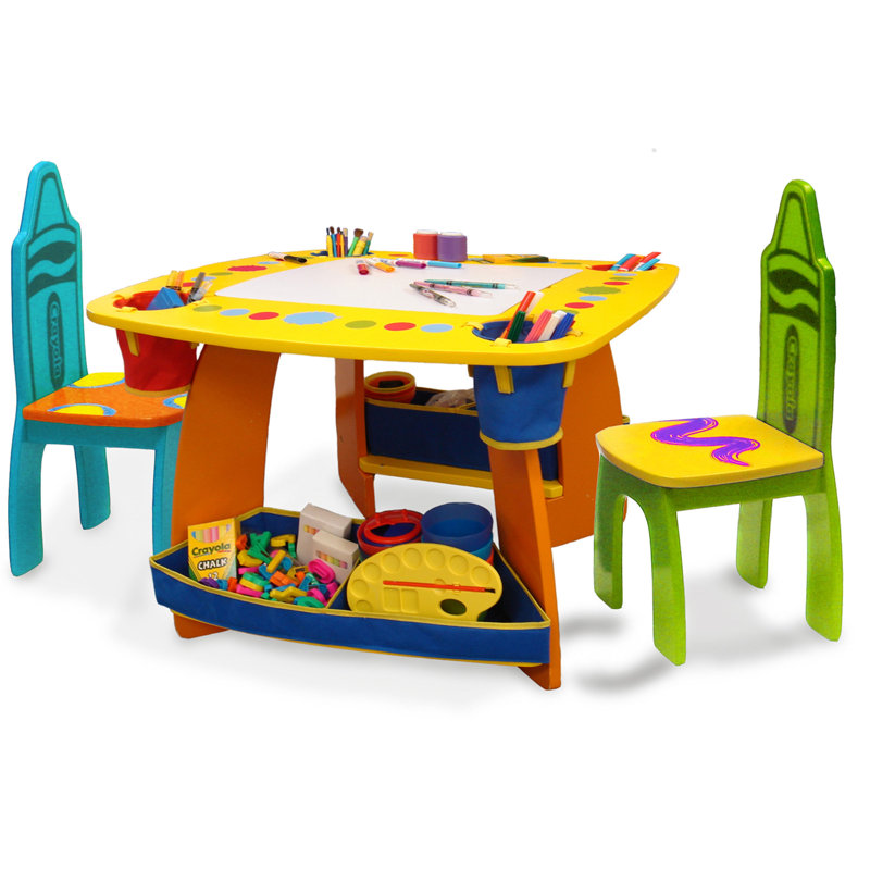 Grow N Up Crayola Kids 3 Piece Arts And Crafts Table And Chair