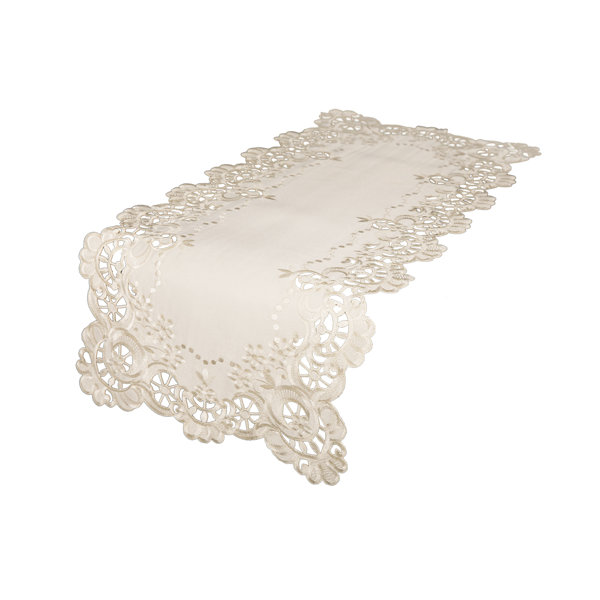 Kelvin Scalloped Lace Embroidered Cutwork Table Runner by Ophelia & Co.